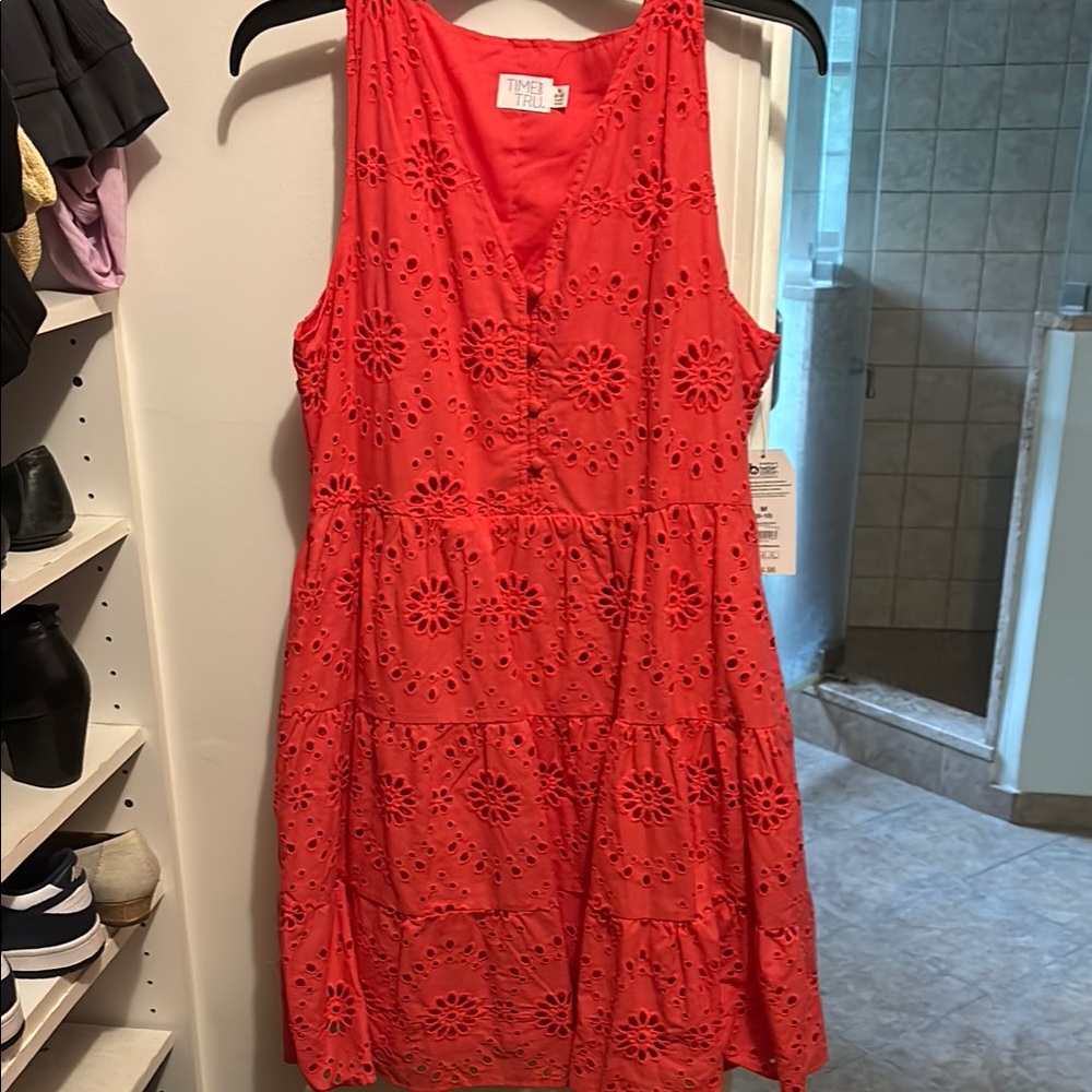 Three Dots coral Sleeveless Scoop Neck Sundress